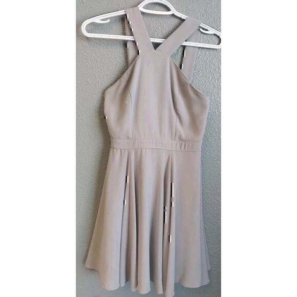 Lulu's Forevermore Gray Halter Skater Dress Size XSmall - Picture 2 of 16